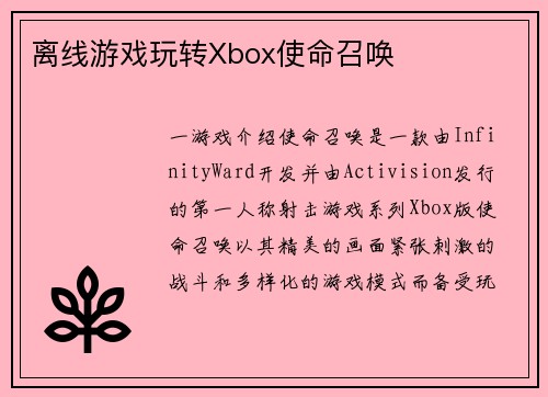 离线游戏玩转Xbox使命召唤
